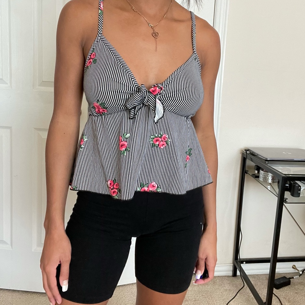 Striped flower blouse